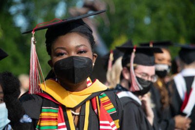 Class of 2021 graduate in mask