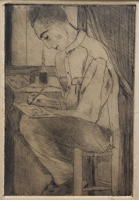 Image: Louise Blair Daura, Portrait of Pierre Sketching, Etching, Gift of Martha R. Daura